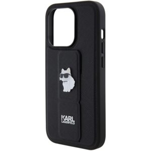 Karl Lagerfeld KLHCP14LGSACHPK Apple iPhone 14 Pro 6.1" juodos spalvos kietas dėklas Gripstand Saffiano Choupette - Image 6