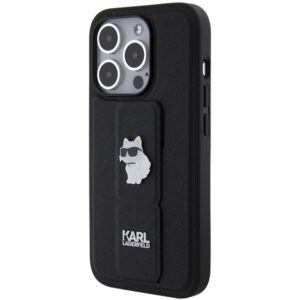 Karl Lagerfeld KLHCP14XGSACHPK Apple iPhone 14 Pro Max 6.7" juodos spalvos kietas dėklas Gripstand Saffiano Choupe - Image 2
