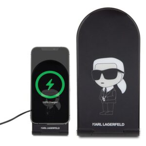 Karl Lagerfeld foldable Belaidis įkroviklis 2-in-1 KLDCRFALKINK 15W juodos spalvos Ikonik MagSafe - Image 2