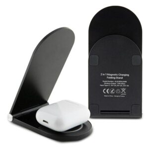 Karl Lagerfeld foldable Belaidis įkroviklis 2-in-1 KLDCRFALKINK 15W juodos spalvos Ikonik MagSafe - Image 3