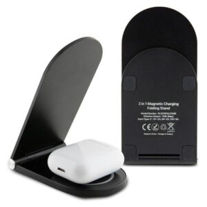 Karl Lagerfeld foldable Belaidis įkroviklis 2-in-1 KLDCRFALCHNK 15W juodos spalvos Choupette MagSafe - Image 3