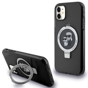 Karl Lagerfeld KLHMN61HMRSKCK Apple iPhone 11/ Xr 6.1" juodos spalvos kietas dėklas Ring Stand Karl&Choupettte Ma - Image 1