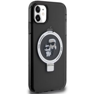 Karl Lagerfeld KLHMN61HMRSKCK Apple iPhone 11/ Xr 6.1" juodos spalvos kietas dėklas Ring Stand Karl&Choupettte Ma - Image 4