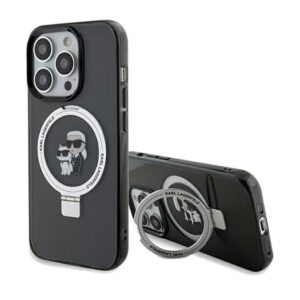 Karl Lagerfeld KLHMP13XHMRSKCK Apple iPhone 13 Pro Max 6.7" juodos spalvos kietas dėklas Ring Stand Karl&Choupettt - Image 1