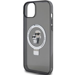 Karl Lagerfeld KLHMP14SHMRSKCK Apple iPhone 14/ 15 / 13 6.1" juodos spalvos kietas dėklas Ring Stand Karl&Choupet - Image 6
