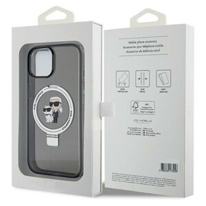 Karl Lagerfeld KLHMP14SHMRSKCK Apple iPhone 14/ 15 / 13 6.1" juodos spalvos kietas dėklas Ring Stand Karl&Choupet - Image 8