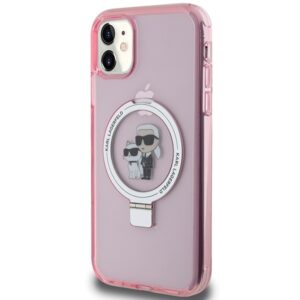 Karl Lagerfeld KLHMN61HMRSKCP Apple iPhone 11/ Xr 6.1" rožinės spalvos kietas dėklas Ring Stand Karl&Choupettte Mag - Image 2