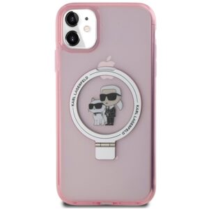 Karl Lagerfeld KLHMN61HMRSKCP Apple iPhone 11/ Xr 6.1" rožinės spalvos kietas dėklas Ring Stand Karl&Choupettte Mag - Image 3