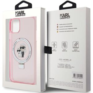 Karl Lagerfeld KLHMN61HMRSKCP Apple iPhone 11/ Xr 6.1" rožinės spalvos kietas dėklas Ring Stand Karl&Choupettte Mag - Image 8