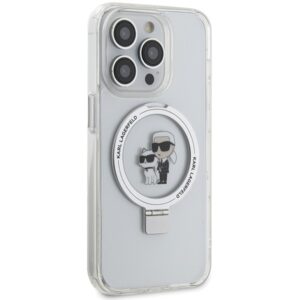 Karl Lagerfeld KLHMP13LHMRSKCH Apple iPhone 13 Pro / 13 6.1" baltos spalvos kietas dėklas Ring Stand Karl&Choupettt - Image 4