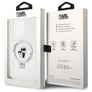 Karl Lagerfeld KLHMP13LHMRSKCH Apple iPhone 13 Pro / 13 6.1" baltos spalvos kietas dėklas Ring Stand Karl&Choupettt - Image 8
