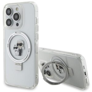 Karl Lagerfeld KLHMP13XHMRSKCH Apple iPhone 13 Pro Max 6.7" baltos spalvos kietas dėklas Ring Stand Karl&Choupettte - Image 1