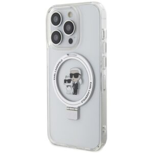 Karl Lagerfeld KLHMP13XHMRSKCH Apple iPhone 13 Pro Max 6.7" baltos spalvos kietas dėklas Ring Stand Karl&Choupettte - Image 2