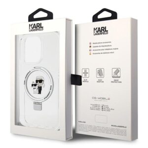 Karl Lagerfeld KLHMP13XHMRSKCH Apple iPhone 13 Pro Max 6.7" baltos spalvos kietas dėklas Ring Stand Karl&Choupettte - Image 8