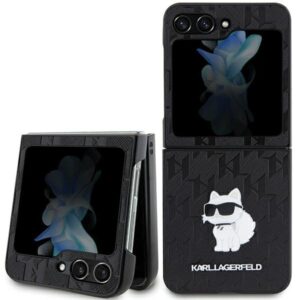 Karl Lagerfeld KLHCZF5SAPCHNPK Z Flip5F731 kietas dėklas juodos spalvos Saffiano Monogram Choupette Pin - Image 1