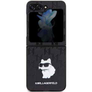 Karl Lagerfeld KLHCZF5SAPCHNPK Z Flip5F731 kietas dėklas juodos spalvos Saffiano Monogram Choupette Pin - Image 2