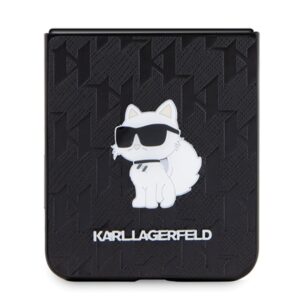 Karl Lagerfeld KLHCZF5SAPCHNPK Z Flip5F731 kietas dėklas juodos spalvos Saffiano Monogram Choupette Pin - Image 5