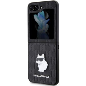 Karl Lagerfeld KLHCZF5SAPCHNPK Z Flip5F731 kietas dėklas juodos spalvos Saffiano Monogram Choupette Pin - Image 6