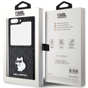 Karl Lagerfeld KLHCZF5SAPCHNPK Z Flip5F731 kietas dėklas juodos spalvos Saffiano Monogram Choupette Pin - Image 8