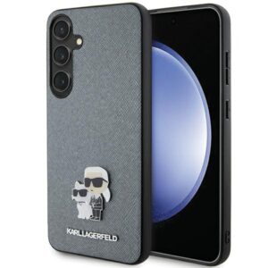 Karl Lagerfeld KLHCS24MPSAKCMPG S24+ S926 kietas dėklas pilkos spalvos Saffiano Karl & Choupette Metal Pin - Image 1