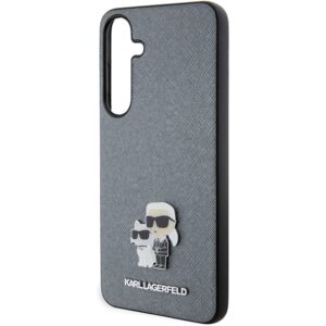 Karl Lagerfeld KLHCS24MPSAKCMPG S24+ S926 kietas dėklas pilkos spalvos Saffiano Karl & Choupette Metal Pin - Image 6