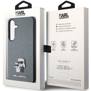 Karl Lagerfeld KLHCS24MPSAKCMPG S24+ S926 kietas dėklas pilkos spalvos Saffiano Karl & Choupette Metal Pin - Image 8