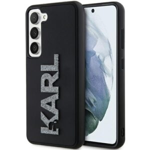 Karl Lagerfeld KLHCS23S3DMBKCK S23 S911 juodos spalvos kietas dėklas 3D Rubber Glitter Logo - Image 1