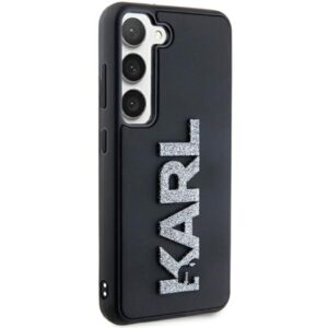 Karl Lagerfeld KLHCS23S3DMBKCK S23 S911 juodos spalvos kietas dėklas 3D Rubber Glitter Logo - Image 4
