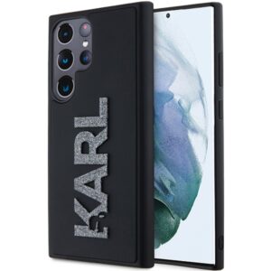 Karl Lagerfeld KLHCS23L3DMBKCK S23 Ultra S918 juodos spalvos kietas dėklas 3D Rubber Glitter Logo - Image 1