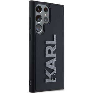 Karl Lagerfeld KLHCS23L3DMBKCK S23 Ultra S918 juodos spalvos kietas dėklas 3D Rubber Glitter Logo - Image 3