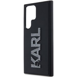 Karl Lagerfeld KLHCS23L3DMBKCK S23 Ultra S918 juodos spalvos kietas dėklas 3D Rubber Glitter Logo - Image 5
