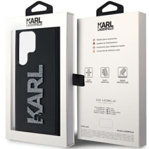 Karl Lagerfeld KLHCS23L3DMBKCK S23 Ultra S918 juodos spalvos kietas dėklas 3D Rubber Glitter Logo - Image 7