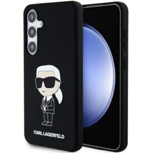 Karl Lagerfeld KLHCS24SSNIKBCK S24 S921 kietas dėklas juodos spalvos Silicone Ikonik - Image 1