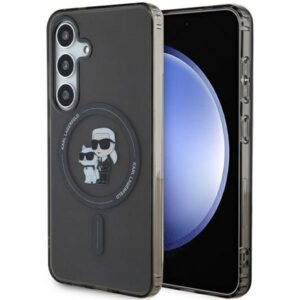 Karl Lagerfeld KLHMS24SHGKCNOK S24 S921 juodos spalvos kietas dėklas IML Karl&Choupette MagSafe - Image 1