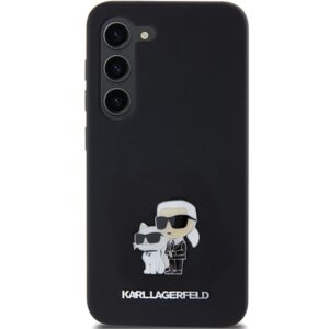 Karl Lagerfeld KLHCS23SSMHKCNPK S23 S911kietas dėklas juodos spalvos Silicone Karl&Choupette Metal Pin - Image 3