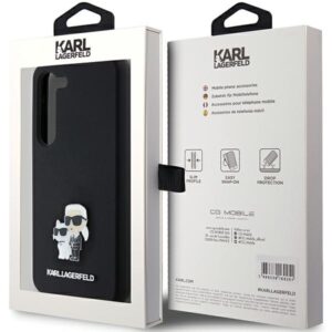 Karl Lagerfeld KLHCS23SSMHKCNPK S23 S911kietas dėklas juodos spalvos Silicone Karl&Choupette Metal Pin - Image 8