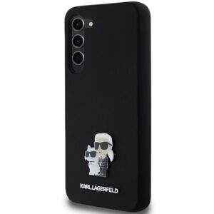 Karl Lagerfeld KLHCS23MSMHKCNPK S23+ S916 kietas dėklas juodos spalvos Silicone Karl&Choupette Metal Pin - Image 2