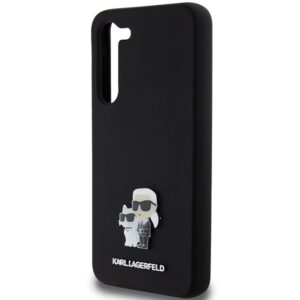 Karl Lagerfeld KLHCS23MSMHKCNPK S23+ S916 kietas dėklas juodos spalvos Silicone Karl&Choupette Metal Pin - Image 6
