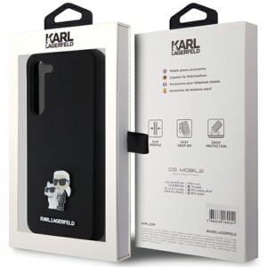 Karl Lagerfeld KLHCS23MSMHKCNPK S23+ S916 kietas dėklas juodos spalvos Silicone Karl&Choupette Metal Pin - Image 8