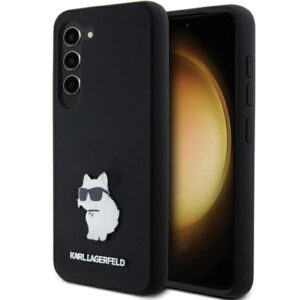 Karl Lagerfeld KLHCS23SSMHCNPK S23 S911 juodos spalvos kietas dėklas Silicone Choupette Metal Pin - Image 1