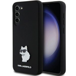 Karl Lagerfeld KLHCS23MSMHCNPK S23+ S916 juodos spalvos kietas dėklas Silicone Choupette Metal Pin - Image 1