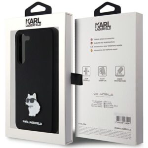 Karl Lagerfeld KLHCS23MSMHCNPK S23+ S916 juodos spalvos kietas dėklas Silicone Choupette Metal Pin - Image 8