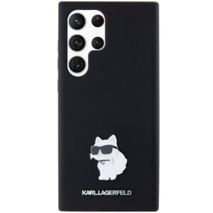 Karl Lagerfeld KLHCS23LSMHCNPK S23 Ultra S918 juodos spalvos kietas dėklas Silicone Choupette Metal Pin - Image 3