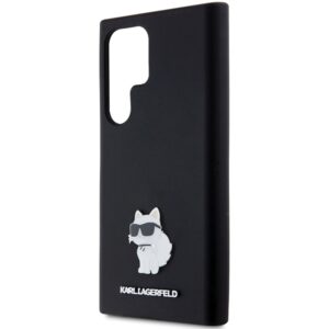 Karl Lagerfeld KLHCS23LSMHCNPK S23 Ultra S918 juodos spalvos kietas dėklas Silicone Choupette Metal Pin - Image 6