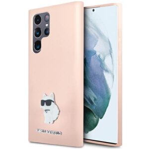 Karl Lagerfeld KLHCS23LSMHCNPP S23 UltraS918 rožinės spalvos Silicone Choupette Metal Pin