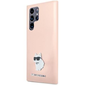 Karl Lagerfeld KLHCS23LSMHCNPP S23 UltraS918 rožinės spalvos Silicone Choupette Metal Pin - Image 2