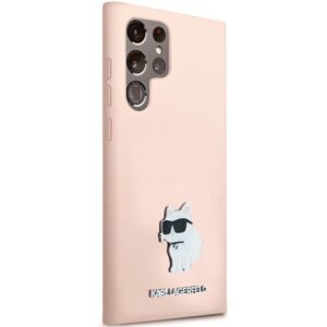 Karl Lagerfeld KLHCS23LSMHCNPP S23 UltraS918 rožinės spalvos Silicone Choupette Metal Pin - Image 4