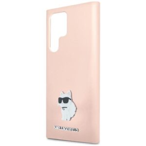 Karl Lagerfeld KLHCS23LSMHCNPP S23 UltraS918 rožinės spalvos Silicone Choupette Metal Pin - Image 6