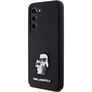 Karl Lagerfeld KLHCS24SSMHKCNPK S24 S921 kietas dėklas juodos spalvos Silicone Karl&Choupette Metal Pin - Image 2
