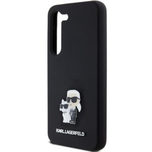 Karl Lagerfeld KLHCS24SSMHKCNPK S24 S921 kietas dėklas juodos spalvos Silicone Karl&Choupette Metal Pin - Image 6